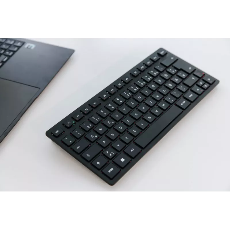 Teclado compacto sem fios CHERRY KW 9200 MINI, recarregável, 2,4 GHz + Bluetooth + USB-C, preto (AZERTY belga) JK-9250BE-2