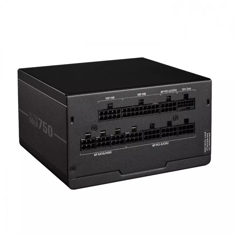 Fonte de alimentação Cooler Master Elite Gold 750 750W ATX 3.1 80 PLUS Gold totalmente modular preta MPX-7505-AFAG-BEU