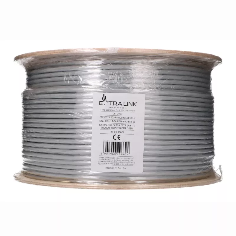 Cabo de instalação Extralink CAT6A F/FTP Indoor Twisted Pair 305 m EX.96624