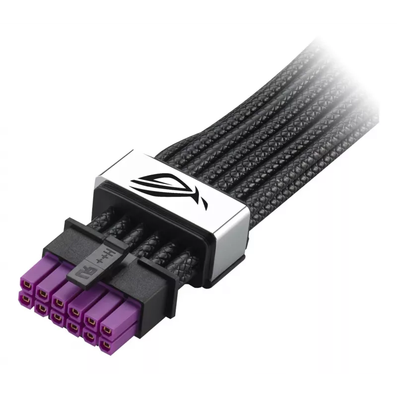 Cabo de alimentação para GPU ASUS ROG Equalizer 12V-2x6 PCIe 5.1 / ATX 3.1, 0,75 m, 16 AWG, Preto (90YE00BN-B0QA00)