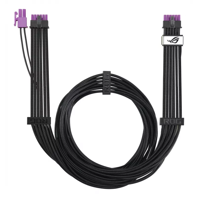 Cabo de alimentação para GPU ASUS ROG Equalizer 12V-2x6 PCIe 5.1 / ATX 3.1, 0,75 m, 16 AWG, Preto (90YE00BN-B0QA00)