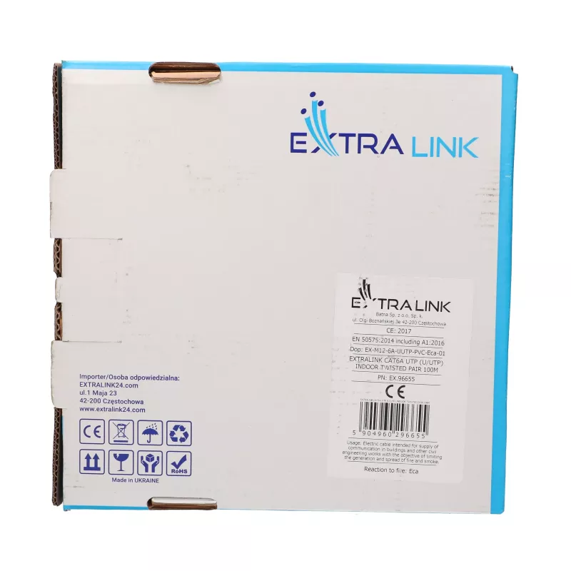Cabo de instalação Extralink CAT6A U/UTP Indoor Twisted-Pair 100 m EX.96655