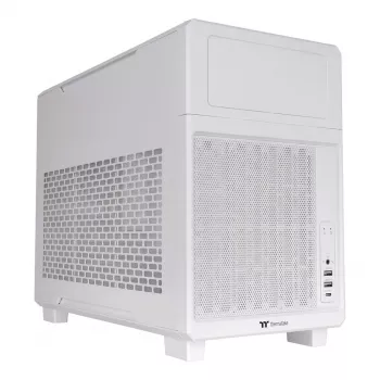 Thermaltake TR200 Snow White caixa de PC Micro-ATX CA-11L-00S6NN-00 (aço SPCC, suporte AIO de 360 mm, baia de 5,25 polegadas, USB-C)