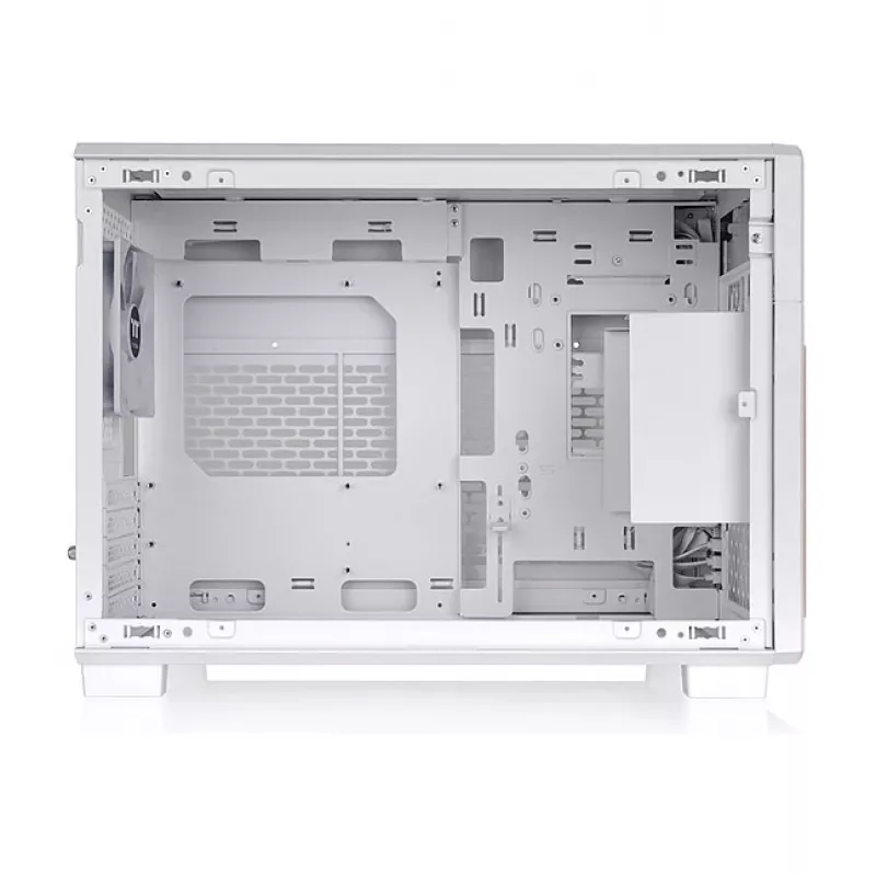 Thermaltake TR200 WS Snow White — caixa de PC Micro-ATX, mesh com painel frontal em madeira maciça, 1 ventoinha de 120 mm, USB-C, suporte para radiador de 360 mm / GPU de 365 mm