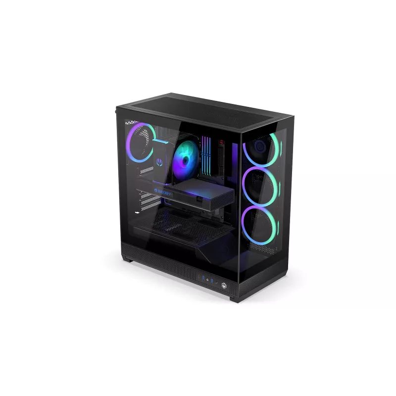 ENDORFY Fishtank 6000 Corona Caixa de PC Mid-Tower - Preto, Vidro Temperado Duplo, 4x Ventoinhas ARGB, USB-C, E-ATX