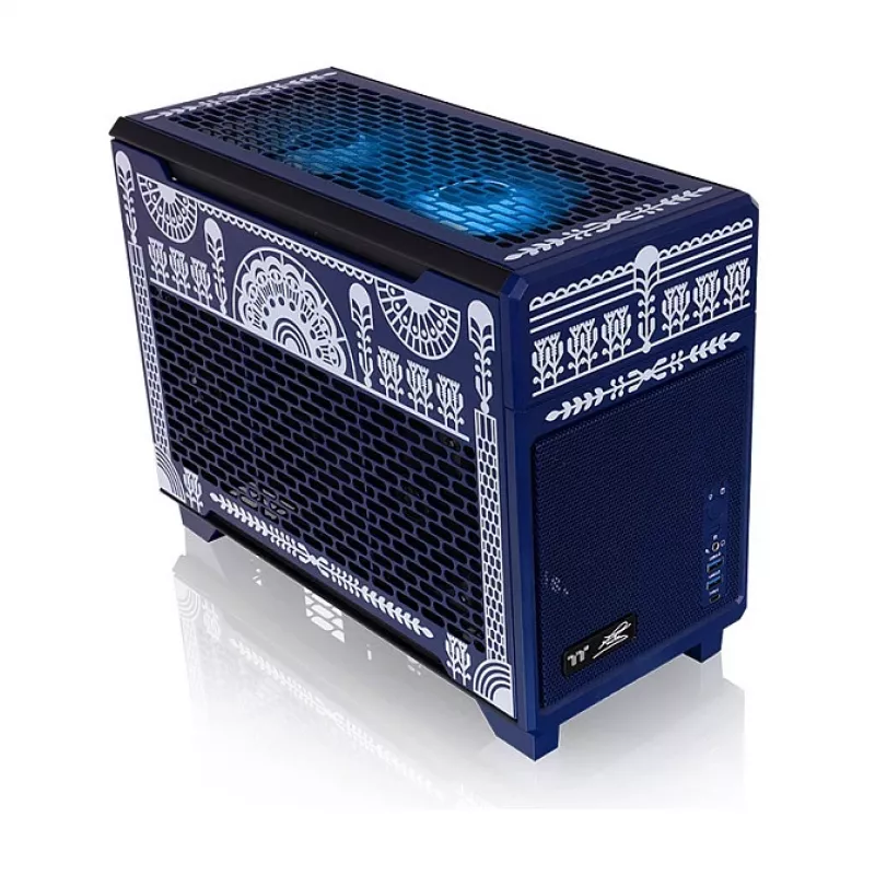 Thermaltake TR100 Koralie Edition Caixa Mini-ITX SFF Cobalt Blue - PCIe 4.0 Riser, SFX PSU, 360mm GPU - CA-11A-00SPNN-AR