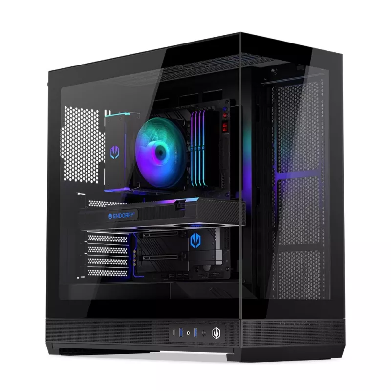 ENDORFY Fishtank 6000 Flex Caixa de PC Mid-Tower - Preto, Vidro Temperado Duplo, USB-C, E-ATX, Back-Connect Ready (sem ventoinhas)