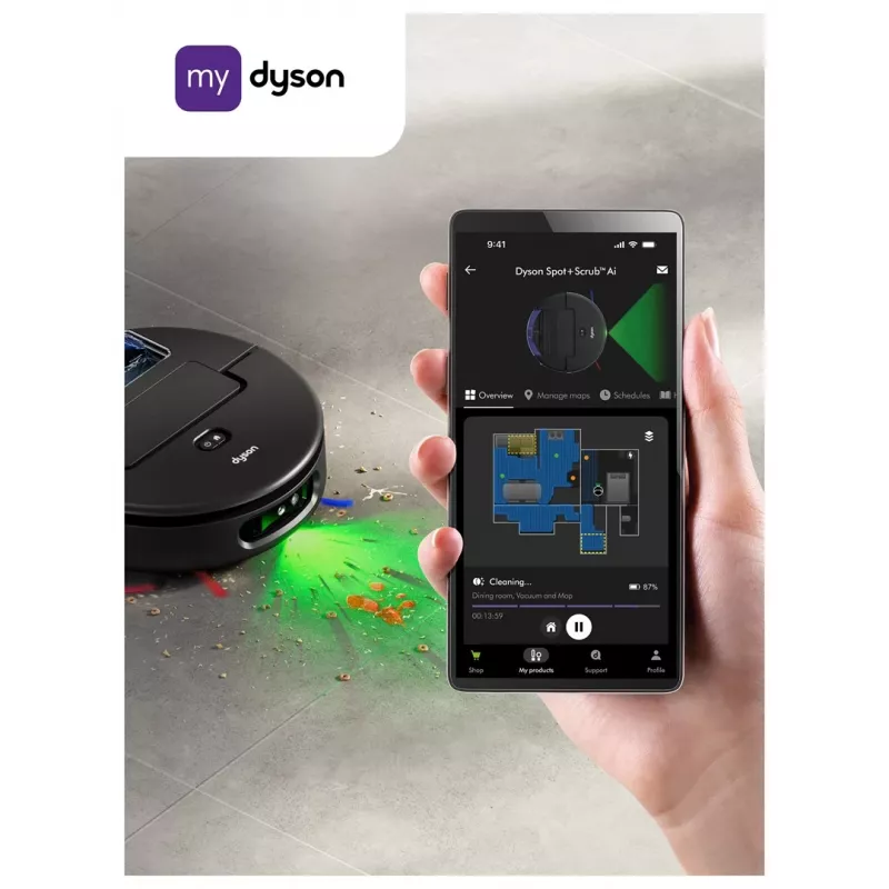 Dyson Spot+Scrub Ai Robô Aspirador Lavar e Secar 586183-01 Preto