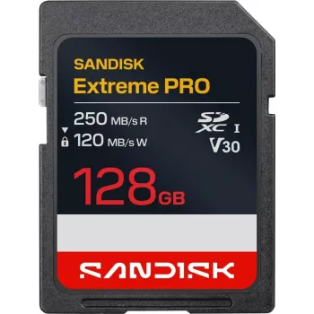 SanDisk Extreme PRO Cartão de Memória SDXC UHS-I 128GB 250MB/s V30 U3