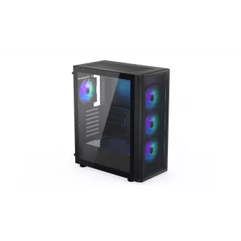 ENDORFY Ventum 400 ARGB Caixa de PC ATX - Preto, Vidro Temperado, 4x Ventoinhas Stratus 120 PWM ARGB, Controlador ARGB & PWM, USB-C