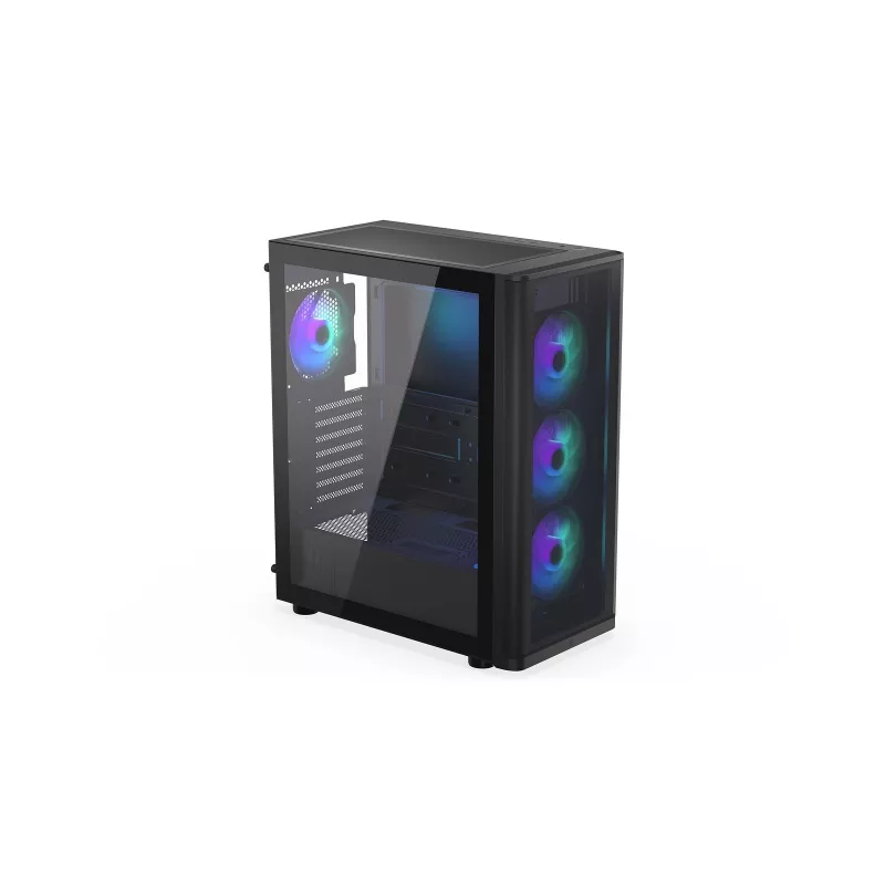 ENDORFY Ventum 400 ARGB Caixa de PC ATX - Preto, Vidro Temperado, 4x Ventoinhas Stratus 120 PWM ARGB, Controlador ARGB & PWM, USB-C