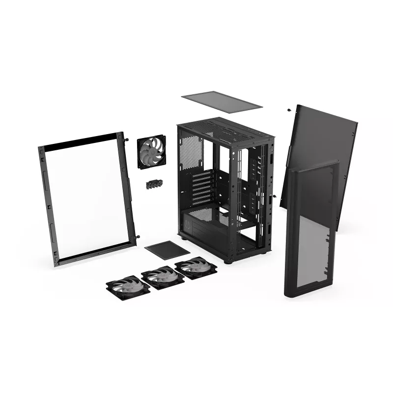 ENDORFY Ventum 400 ARGB Caixa de PC ATX - Preto, Vidro Temperado, 4x Ventoinhas Stratus 120 PWM ARGB, Controlador ARGB & PWM, USB-C