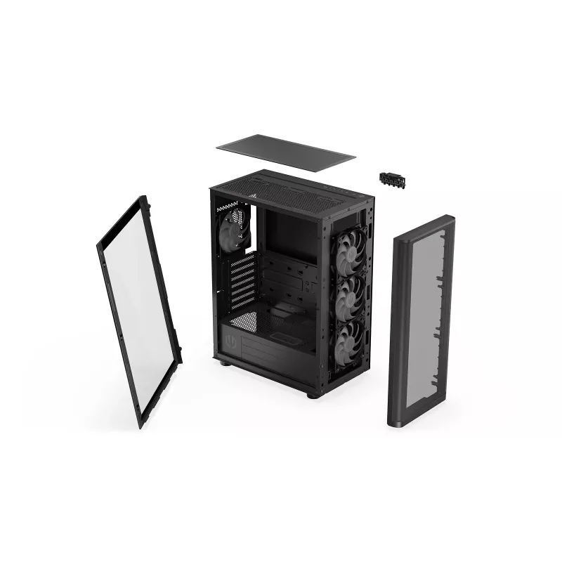 ENDORFY Ventum 400 ARGB Caixa de PC ATX - Preto, Vidro Temperado, 4x Ventoinhas Stratus 120 PWM ARGB, Controlador ARGB & PWM, USB-C