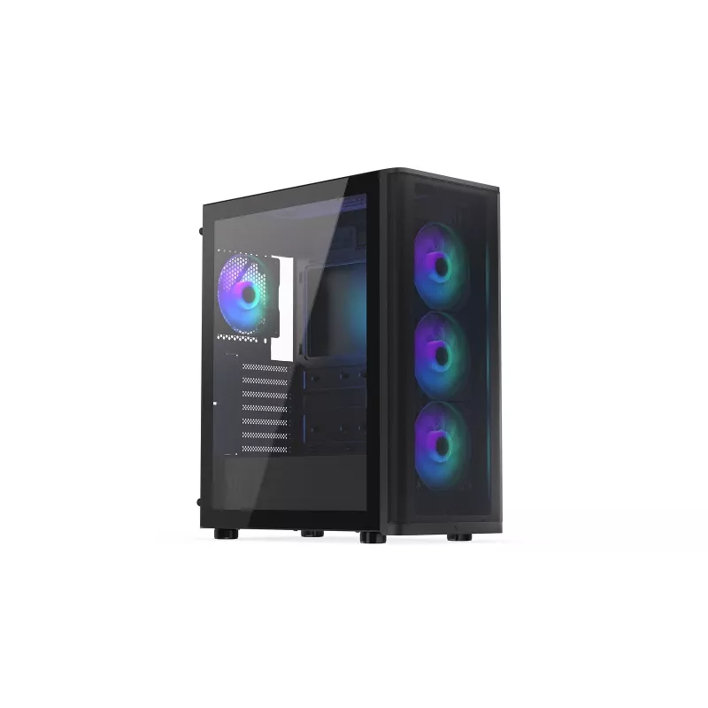 ENDORFY Ventum 400 ARGB Caixa de PC ATX - Preto, Vidro Temperado, 4x Ventoinhas Stratus 120 PWM ARGB, Controlador ARGB & PWM, USB-C