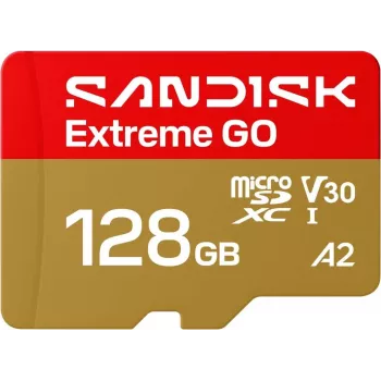 SanDisk Extreme Go microSDXC 128 GB, UHS-I U3 V30 A2, leitura 240 MB/s, escrita 120 MB/s, SDSQXGN-128G-GN6MN