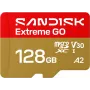 SanDisk Extreme Go microSDXC 128 GB, UHS-I U3 V30 A2, leitura 240 MB/s, escrita 120 MB/s, SDSQXGN-128G-GN6MN