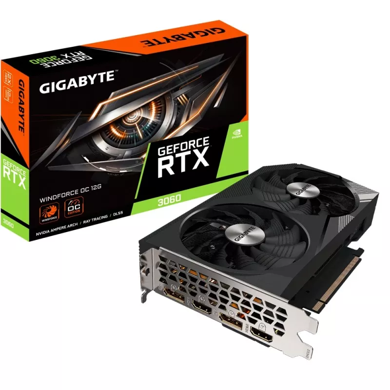 Gigabyte GeForce RTX 3060 WINDFORCE OC 12G (rev. 2.0) NVIDIA 12 GB GDDR6 placa gráfica GV-N3060WF2OC-12GD2.0