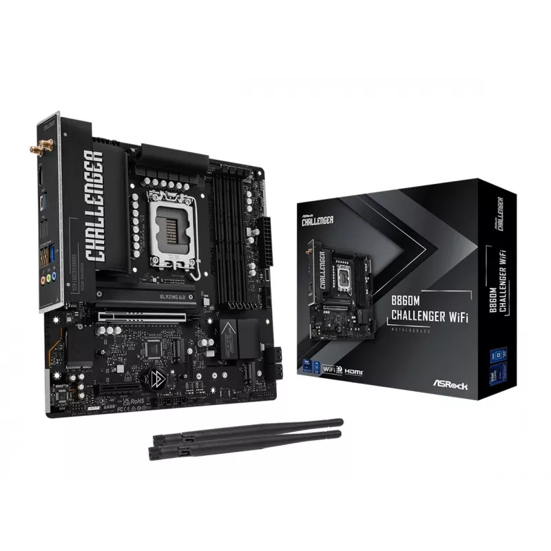 ASRock B860M Challenger WiFi LGA1851 mATX DDR5 placa-mãe (90-MXBUP0-A0UAYZ)