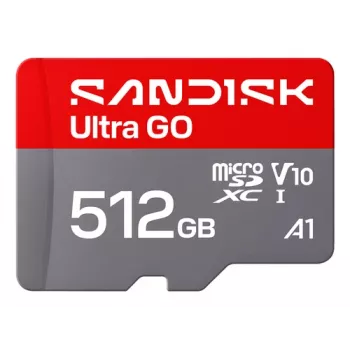 SanDisk Ultra GO microSDXC 512GB UHS-I U1 V10 A1 — até 190 MB/s de leitura, com adaptador SD, SDSQUGN-512G-GN6MN