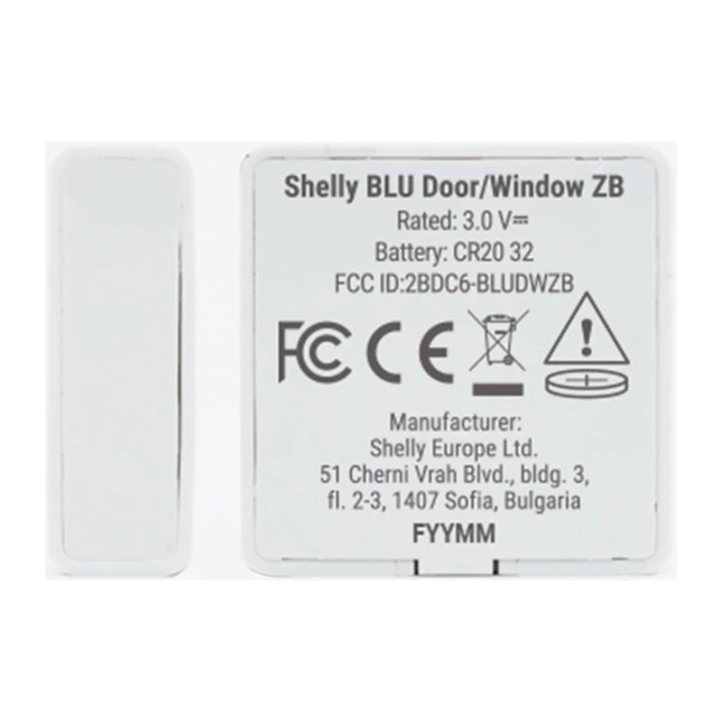 Shelly BLU Door/Window ZB sensor inteligente de porta/janela Zigbee Bluetooth branco