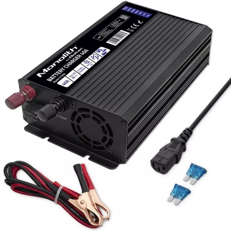 Qoltec Intelligent Professional Carregador de Baterias Monolith para Baterias LiFePO4 AGM GEL SLA | 40A | 12V