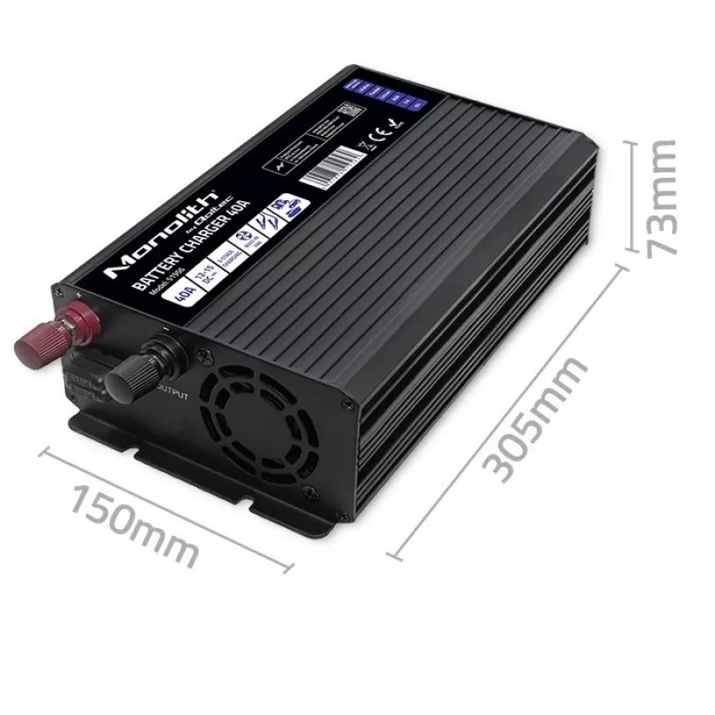 Qoltec Intelligent Professional Carregador de Baterias Monolith para Baterias LiFePO4 AGM GEL SLA | 40A | 12V