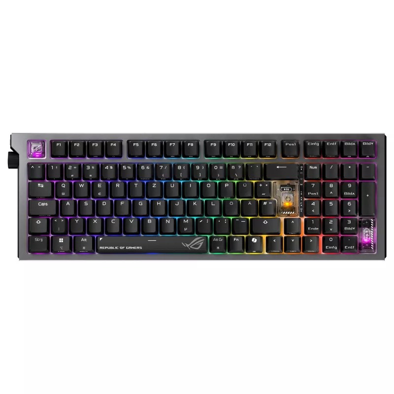 ASUS ROG Strix Morph 96 Teclado Gaming Wireless, Layout 96%, Switches ROG NX Snow, Hot-Swappable, Conectividade Tri-Mode, Preto