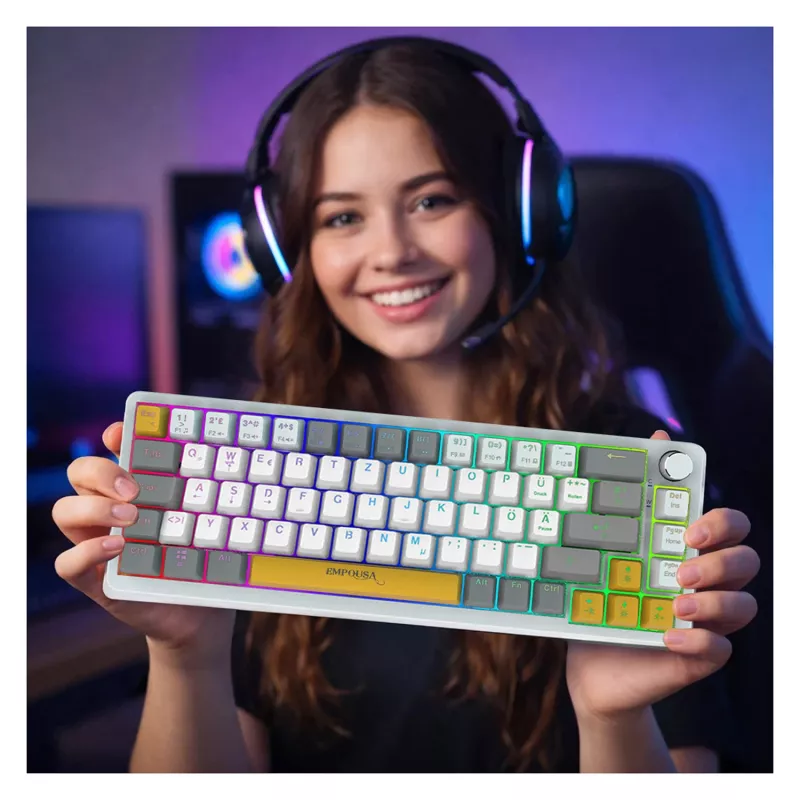 Teclado gaming INCA RGB Red Switch USB Mecânico 2,00m Branco (IKG-457)