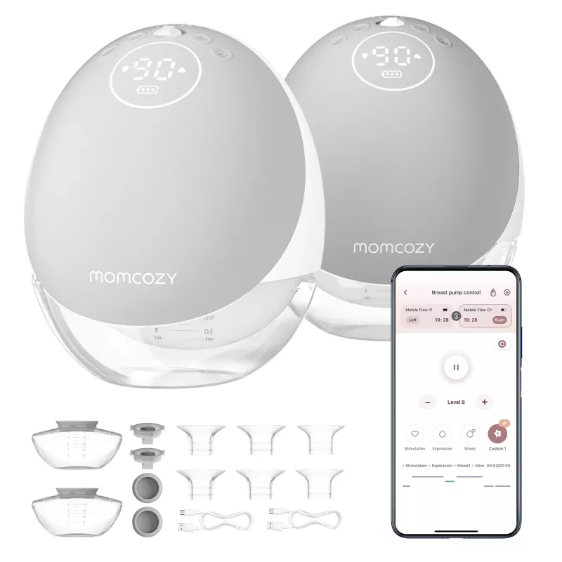 Bomba de leite elétrica portátil dupla Momcozy M9 Cinzento 150ml