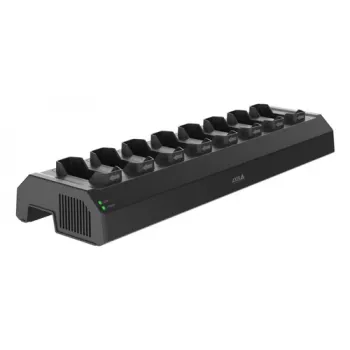 Axis W701 Mk II Docking Station - Estação de carregamento e sincronização de 8 baías para câmaras corporais - 120W - Preto (NCS S 9000-N) - Ficha europeia