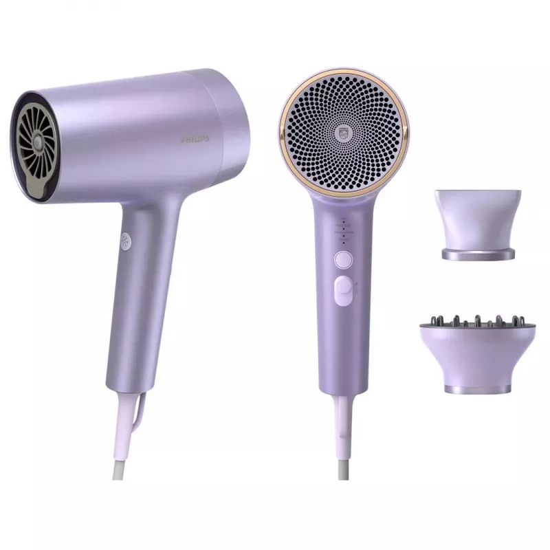 Philips Secador de cabelo BHD723/10 Series 7000 1800W Motor digital Tecnologia SenseIQ Branco mate com rosa-ouro