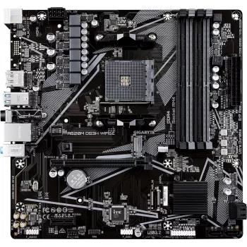 Gigabyte A520M DS3H WIFI6E Placa-mãe, AMD AM4, DDR4, Wi-Fi 6E, GbE LAN, USB 3.2 Gen 1, mATX