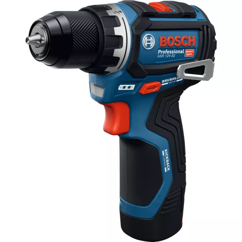 Bosch Professional GSR 12V-32 Aparafusadora sem fios, 12V, Azul/Preto, 2x baterias Li-Ion 2,0 Ah, conjunto de 24 acessórios, bolsa de ferramentas