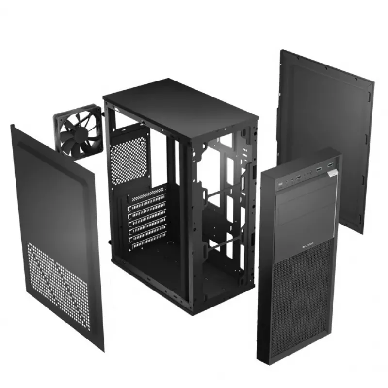 Logic Concept J23 PRO Caixa de Computador Mid-Tower Preta com Vidro Temperado, USB-C, Ventoinhas ARGB