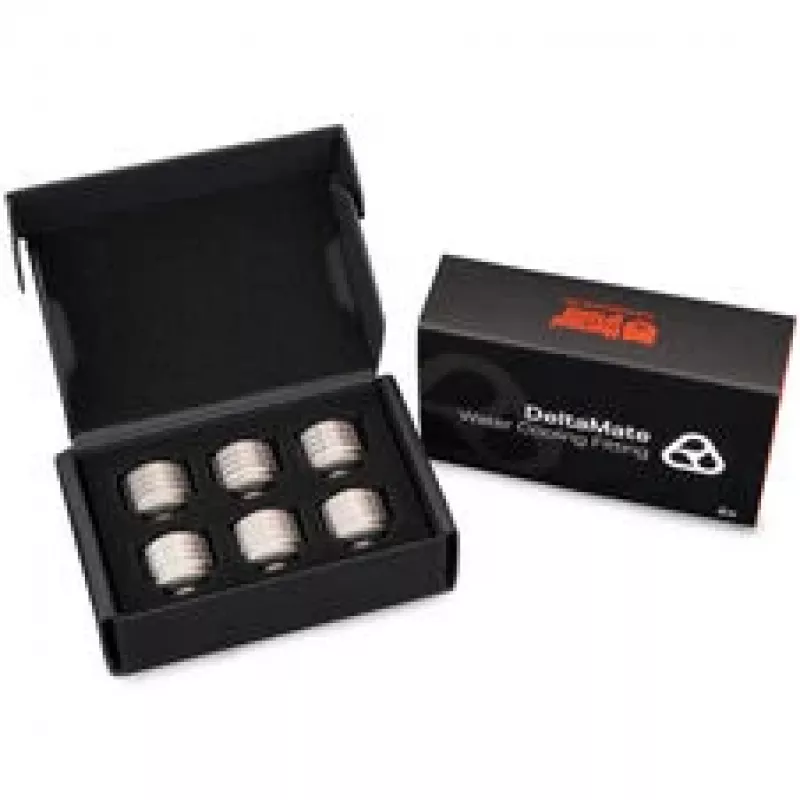 Thermal Grizzly DeltaMate Fitting HT16, latão niquelado, rosca G1/4 polegadas, embalagem de 6