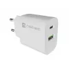 NATEC Ribera Carregador de Parede 1x USB-A + 1x USB-C 20W Branco