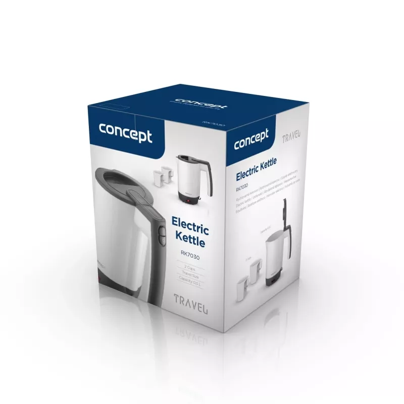 Concept RK7030 Chaleira de Viagem 0,5L com 2 Copos, Branco