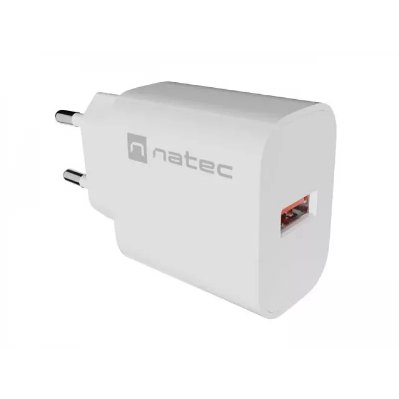 Carregador de Parede NATEC Ribera 1x USB-A 18W Branco