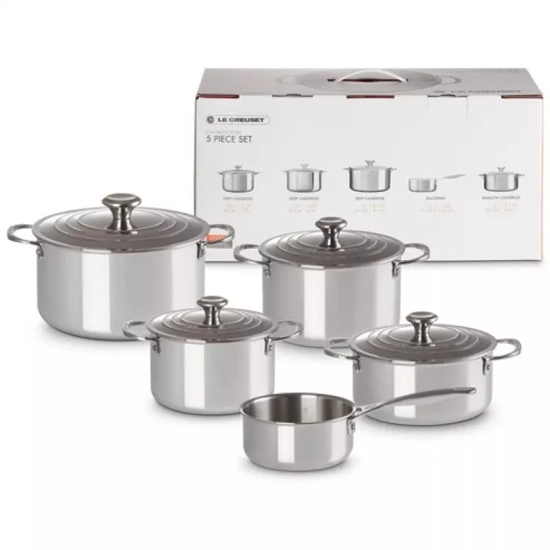 Conjunto de 5 Panelas Le Creuset - conjunto de utensílios de cozinha em aço inoxidável de 3 camadas