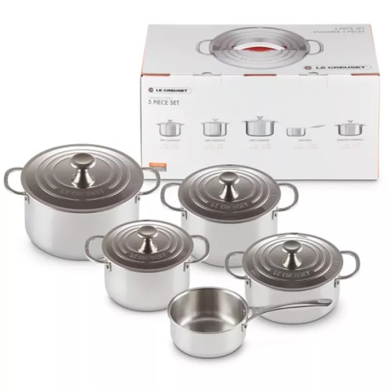 Conjunto de 5 Panelas Le Creuset - conjunto de utensílios de cozinha em aço inoxidável de 3 camadas