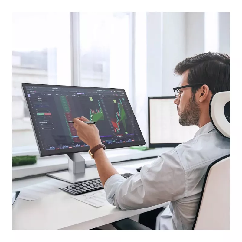 Monitor Tátil ALOGIC Clarity Fold Touch 27 polegadas 4K UHD IPS com Webcam, 65W USB-C PD, Suporte Dobrável