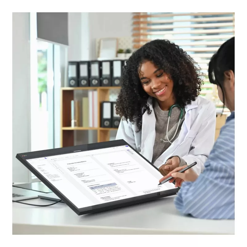Monitor Tátil ALOGIC Clarity Fold Touch 27 polegadas 4K UHD IPS com Webcam, 65W USB-C PD, Suporte Dobrável