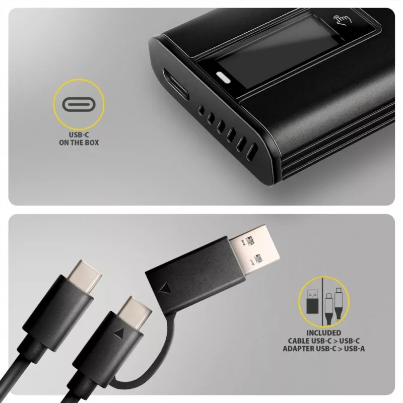 Caixa Externa AXAGON EEM2-SD2B 10Gbps M.2 NVMe/SATA SSD com Indicador LED, USB-C, Preto