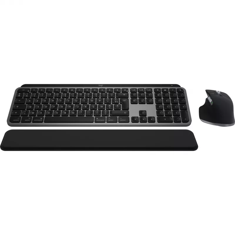 Logitech Master Series MX Keys S Combo for Mac - Conjunto de teclado e rato sem fios - Formato completo - Retroiluminação - AZERTY Francês - Cinzento Espacial (920-012841)