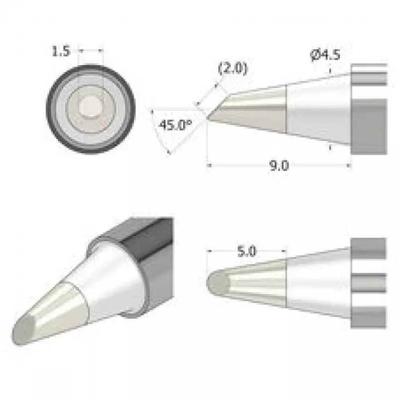 Ponta de Soldar iFixit FixHub cónica-em cinzel 1,5 mm prateada