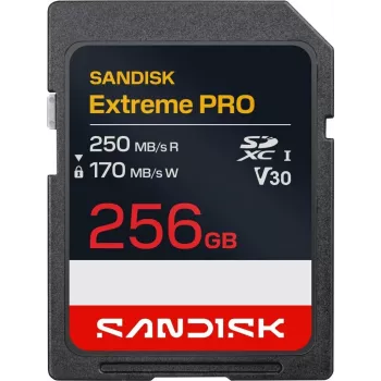 Cartão de memória SanDisk Extreme PRO SDXC 256 GB UHS-I V30 - Leitura até 250 MB/s, escrita 170 MB/s