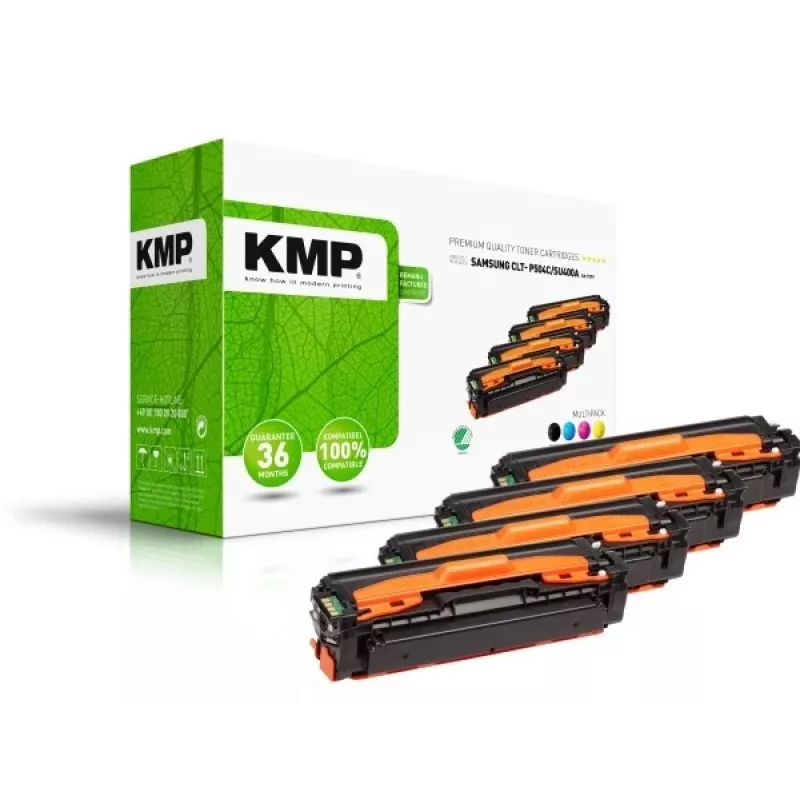 Pack combinado de toners KMP compatível com Samsung CLT-K504S/CLT-C504S/CLT-Y504S/CLT-M504S preto, ciano, magenta, amarelo pack de 4