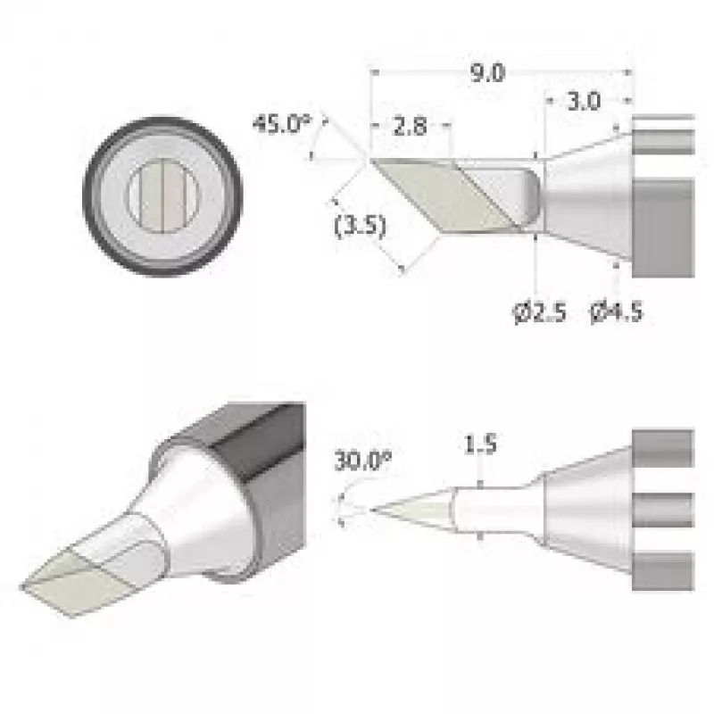 Ponta de soldar iFixit FixHub faca 2,5 mm prateada