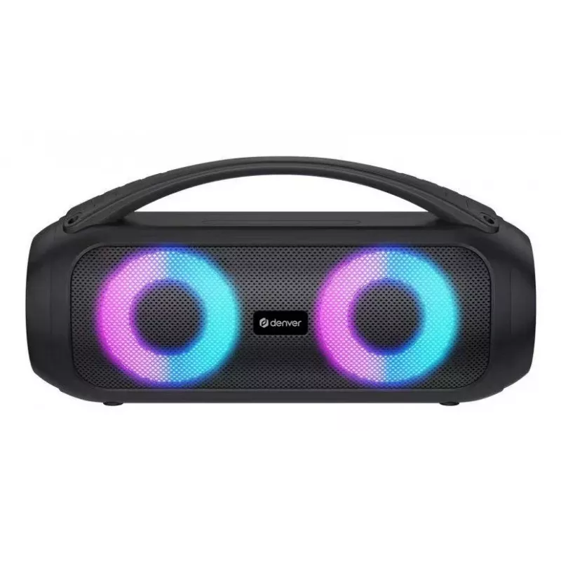 Coluna portátil Bluetooth para festas Denver BTG-618 200W com luzes LED, preta