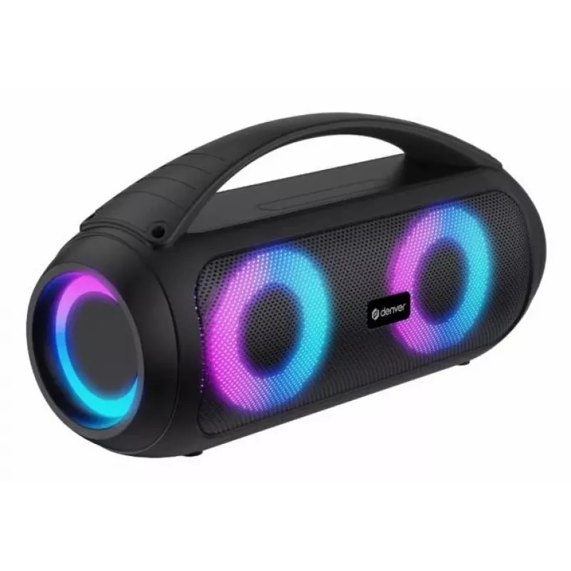 Coluna portátil Bluetooth para festas Denver BTG-618 200W com luzes LED, preta